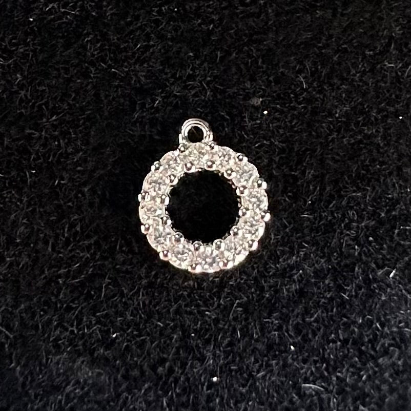 925 Sterling Silver Diamante Hollow Circle Charm