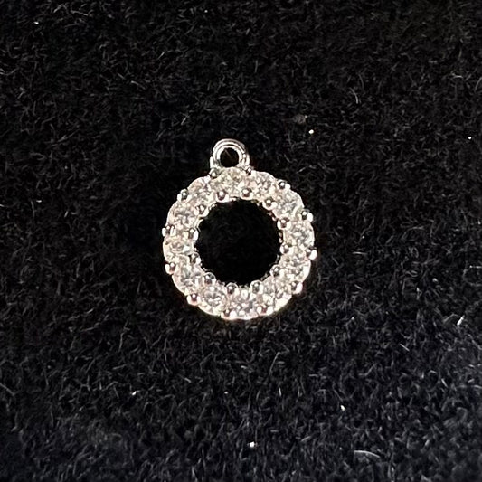 925 Sterling Silver Diamante Hollow Circle Charm