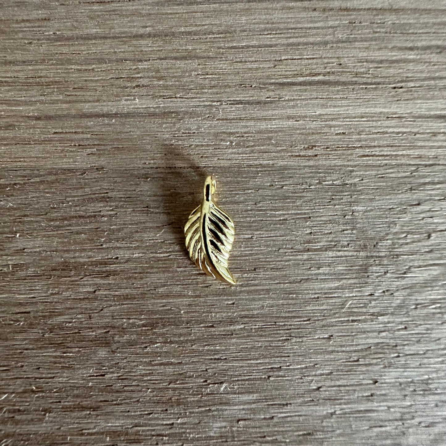 14K Gold Feather Charm