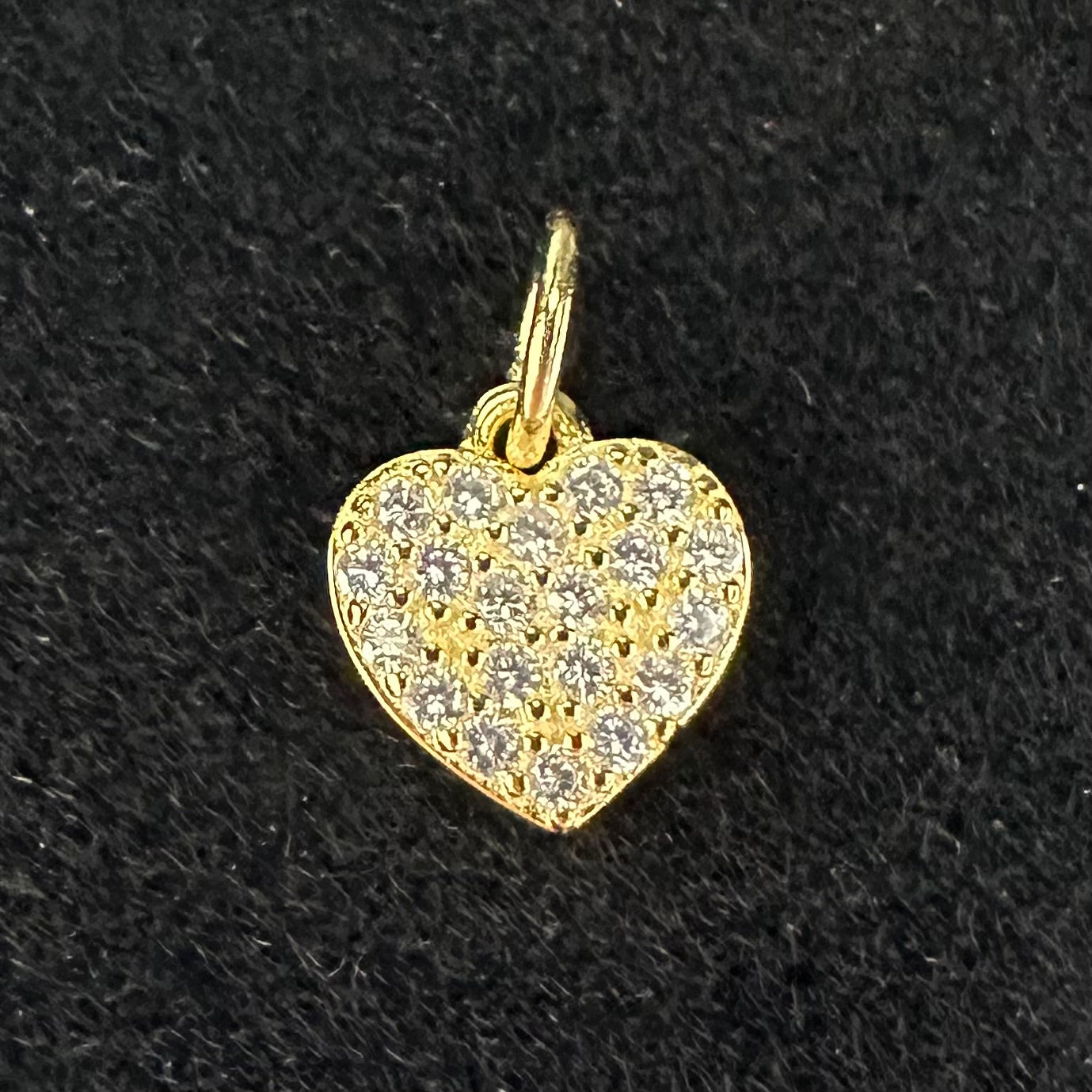 14K Gold Diamante Heart Charm