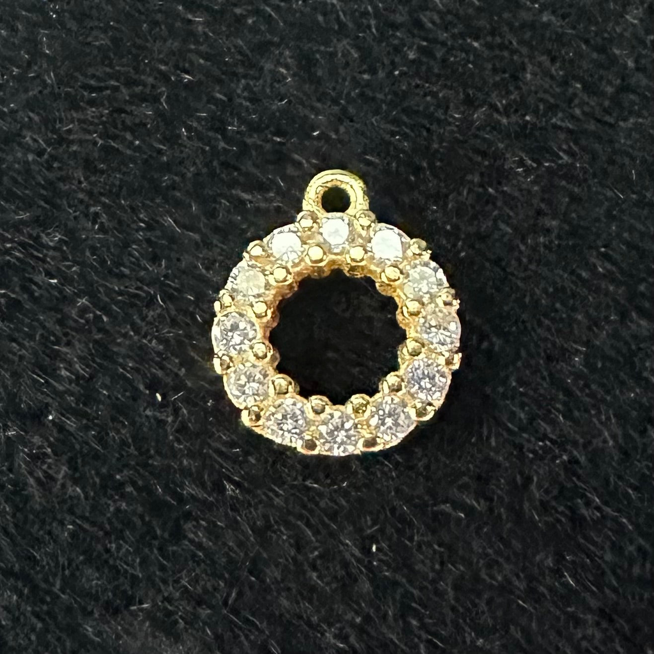 14K Gold Diamante Hollow Circle Charm