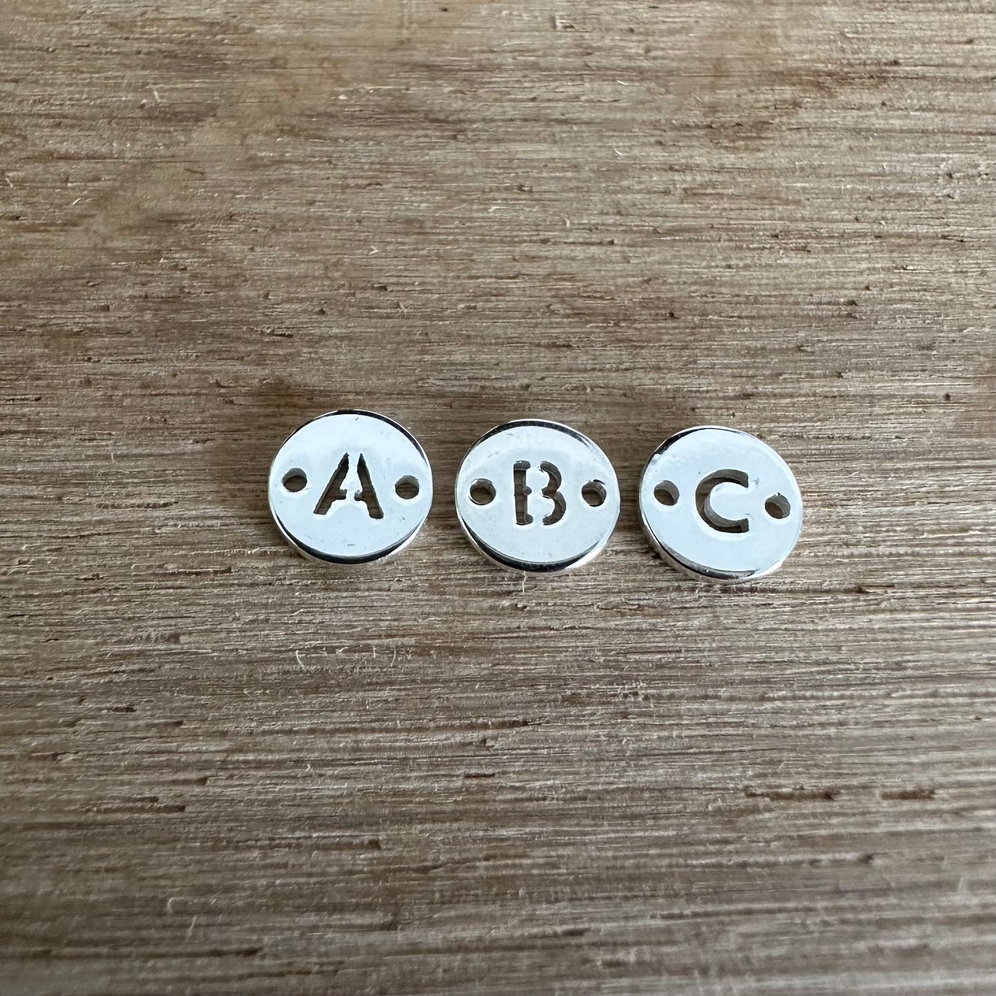 925 Sterling Silver Disc Letter Connector