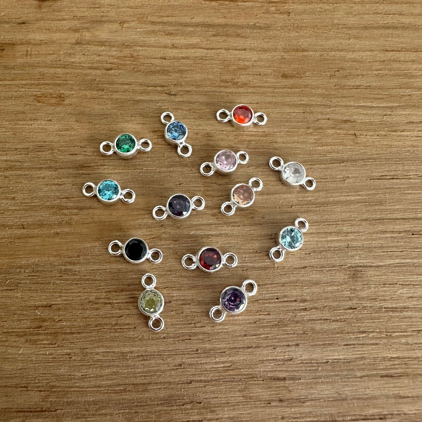 925 Sterling Silver Filled Birthstone Connector