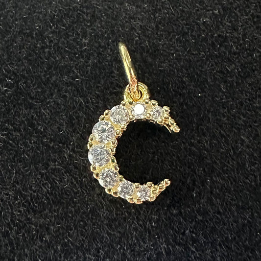 14K Gold Diamante Moon Charm