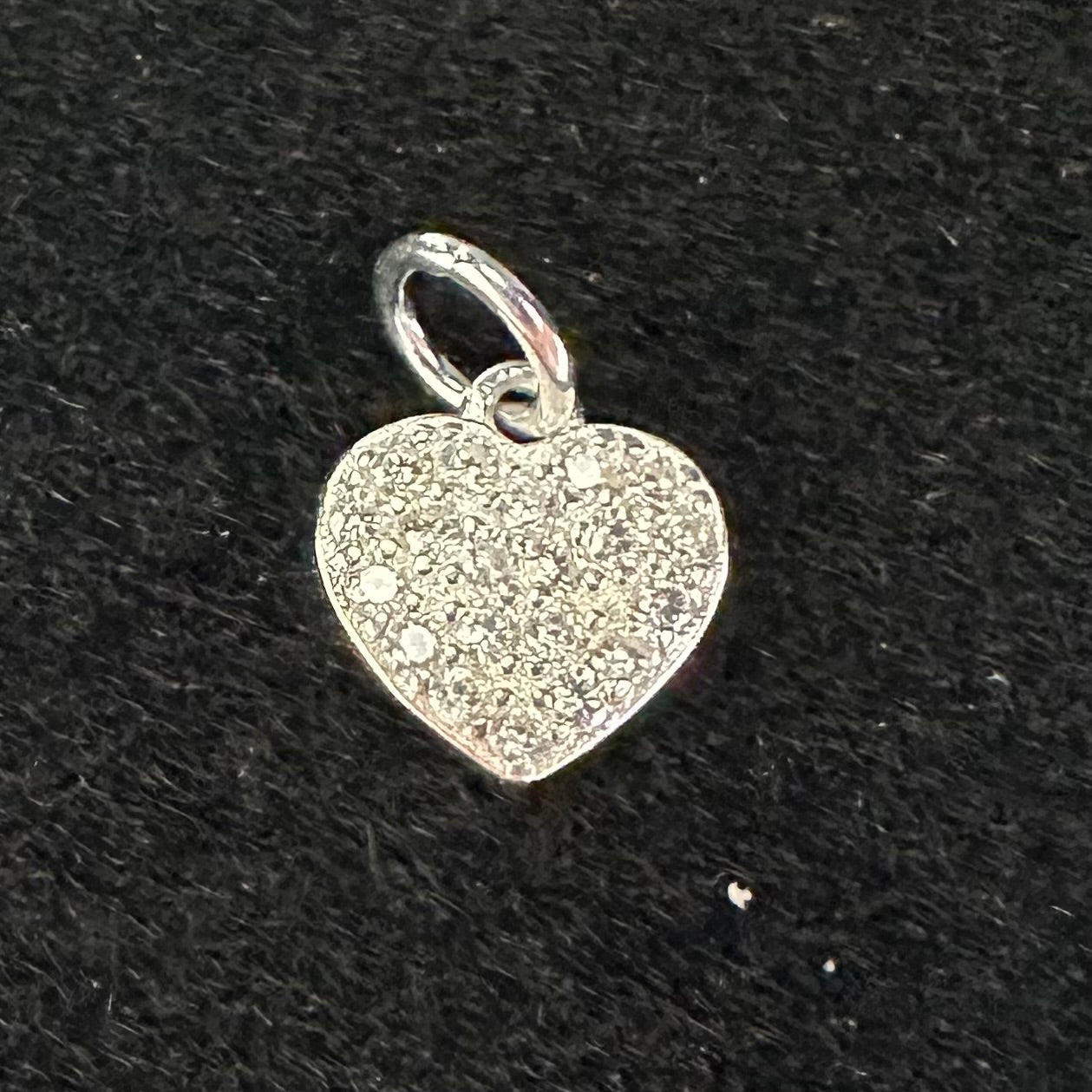 925 Sterling Silver Diamante Heart Charm