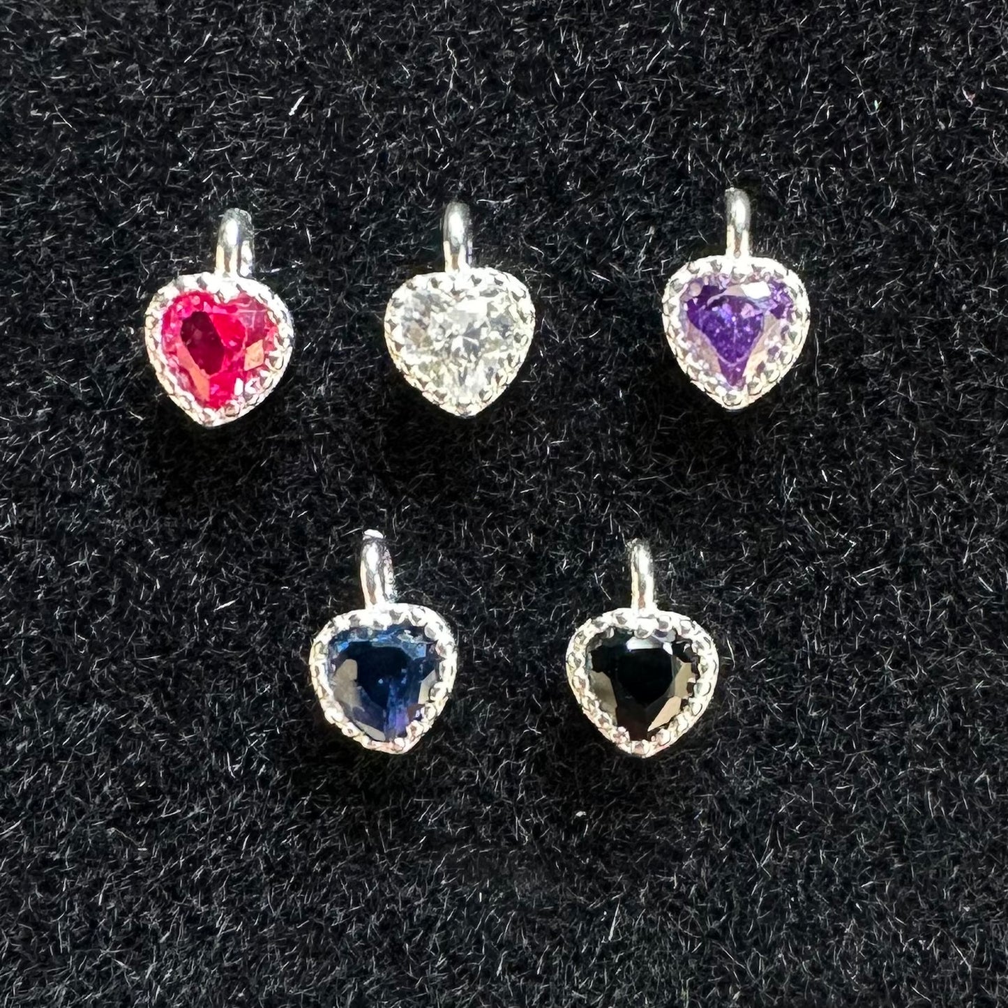 925 Sterling Silver Zircon Heart Charm