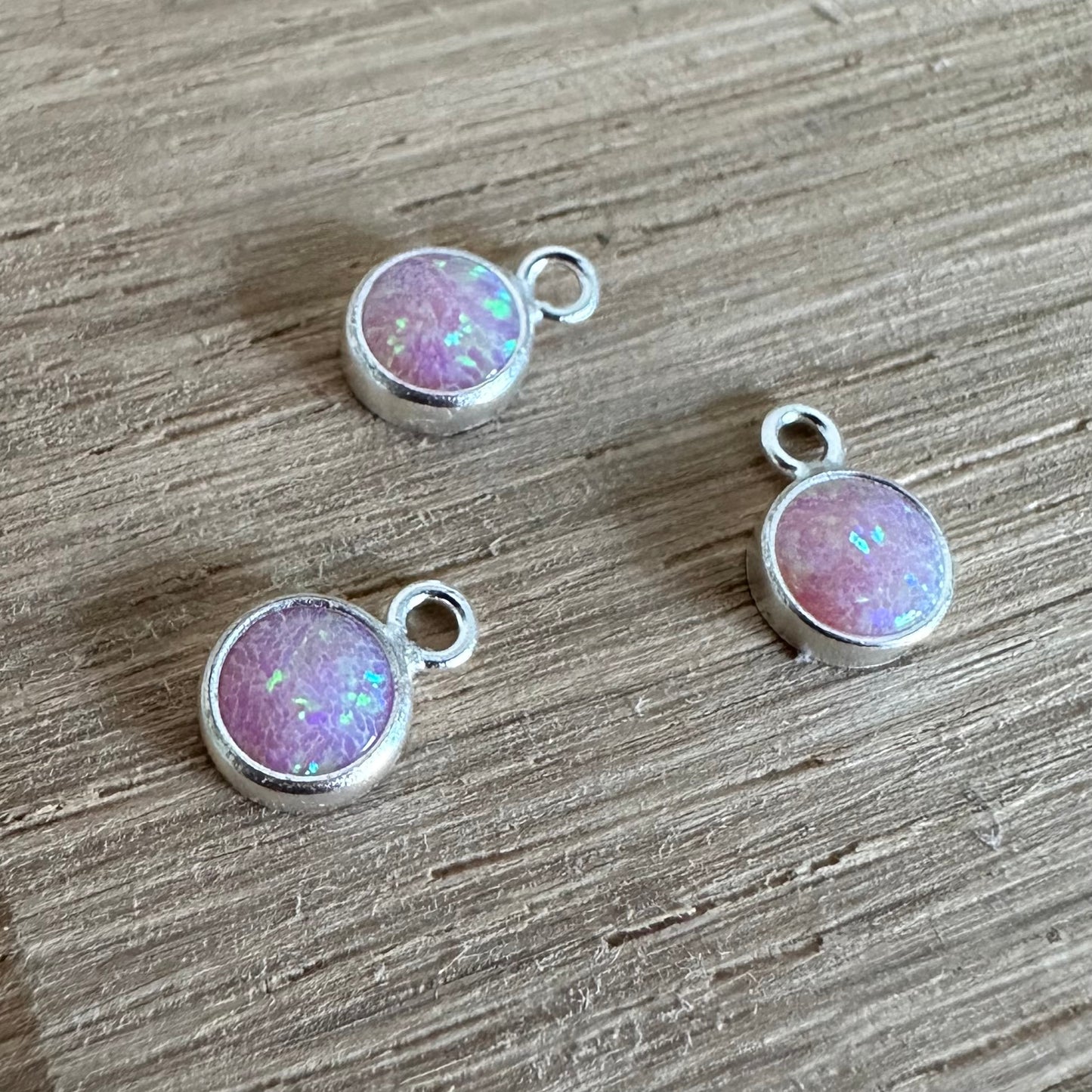 925 Sterling Sliver Pink Opal Charm